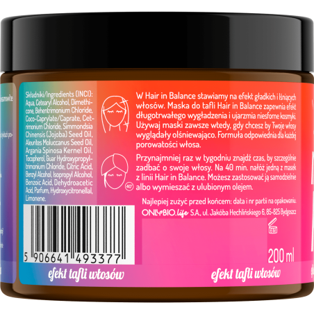Hair in Balance by ONLYBIO Maska do tafli 200 ml