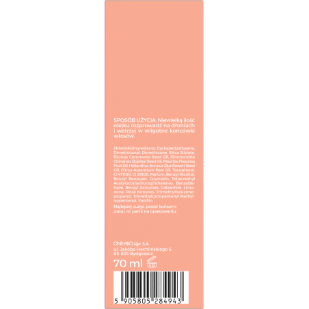 Hair Cycling by ONLYBIO Odżywienie olejek do włosów 70ml