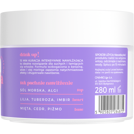 Hair Cycling by ONLYBIO Nawilżenie 15minutowa kuracja ultranawilżająca maska do włosów 280ml
