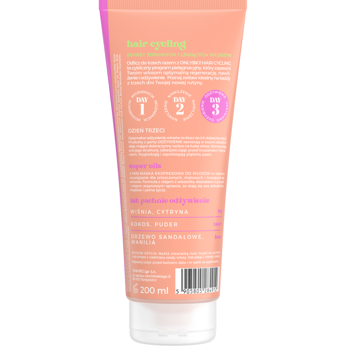 Hair Cycling by ONLYBIO Odżywienie 2 minutowa maska ekspresowa do włosów 200ml