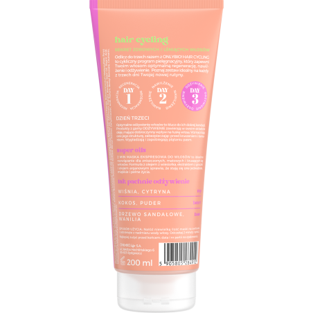 Hair Cycling by ONLYBIO Odżywienie 2 minutowa maska ekspresowa do włosów 200ml