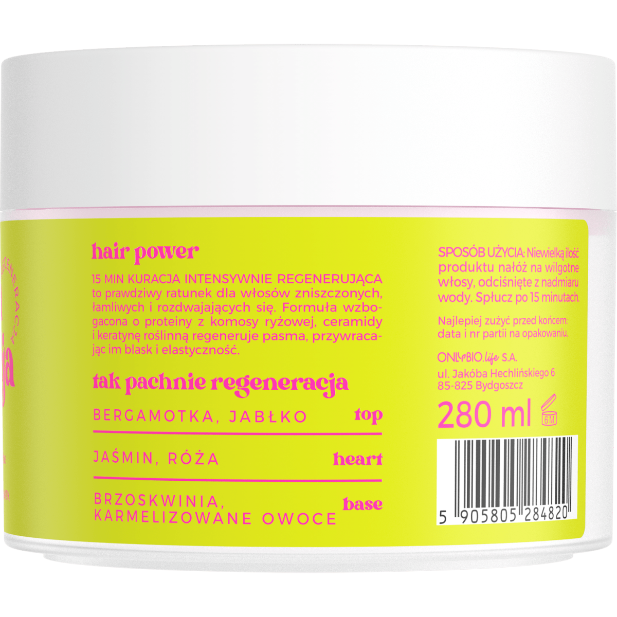 Hair Cycling by ONLYBIO Regeneracja 15 minutowa kuracja maska S.O.S! do włosów 280ml