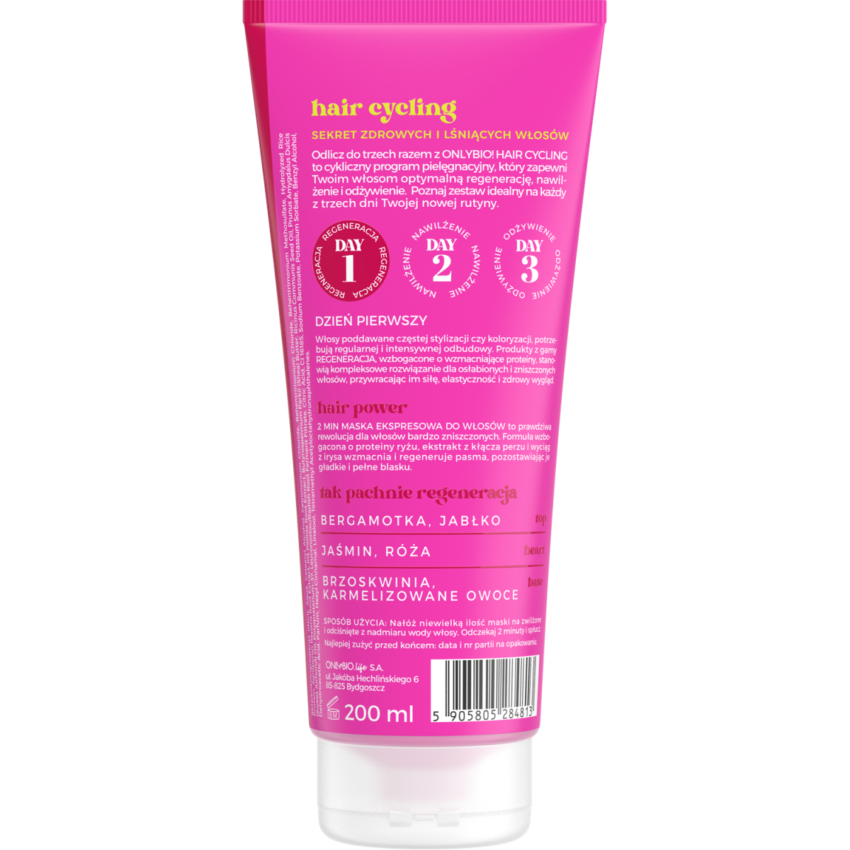 Hair Cycling by ONLYBIO Regeneracja 2 minutowa maska ekspresowa do włosów 200ml