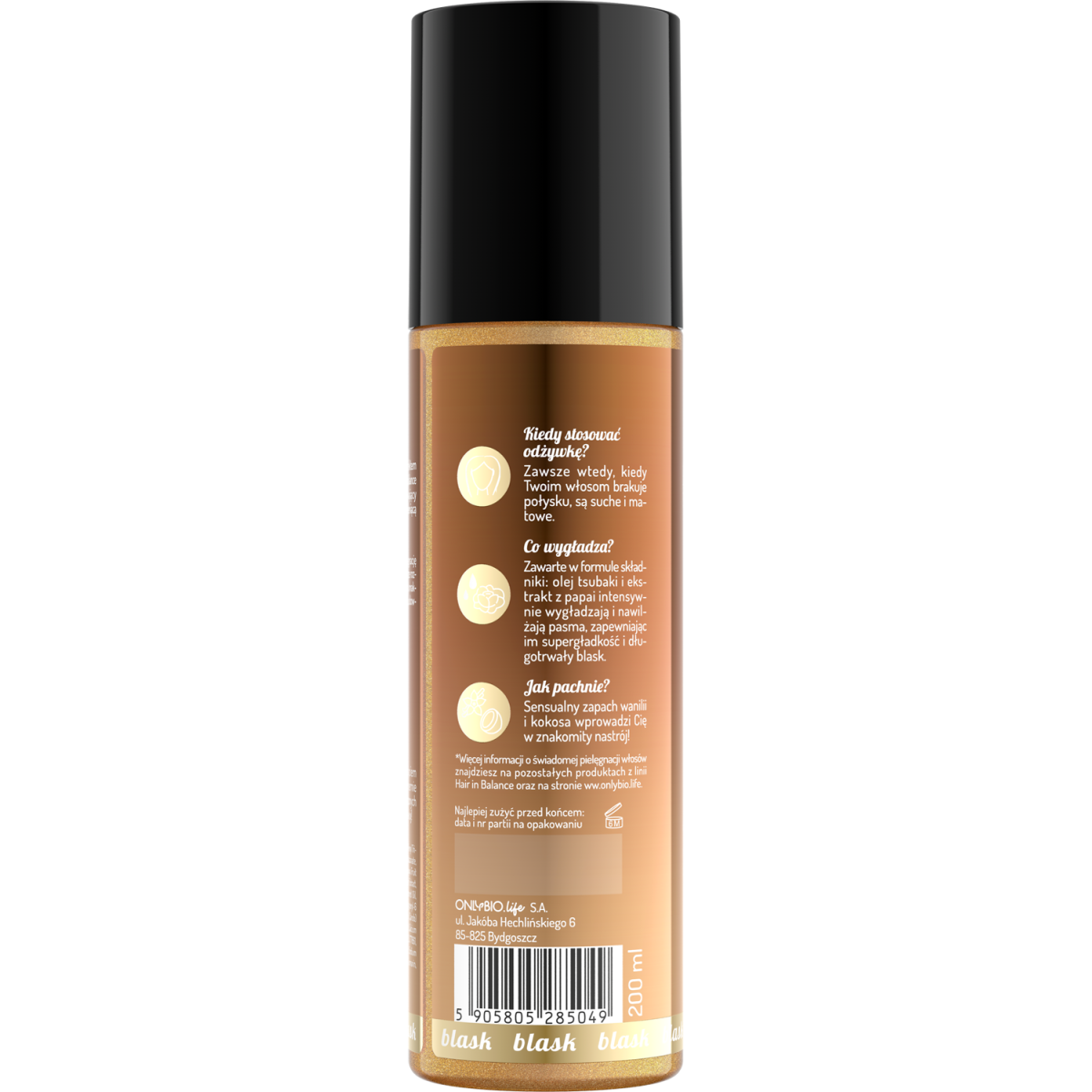 Hair in Balance by ONLYBIO Odżywka ekspresowa wygładzająca z efektem rozświetlenia 200ml