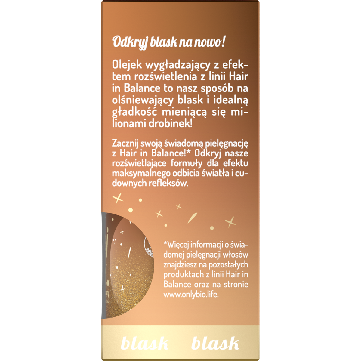 Hair in Balance by ONLYBIO Olejek wygładzający z efektem rozświetlenia 20ml