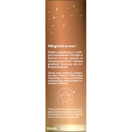 Hair in Balance by ONLYBIO Olejek wygładzający z efektem rozświetlenia 70ml