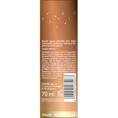 Hair in Balance by ONLYBIO Olejek wygładzający z efektem rozświetlenia 70ml
