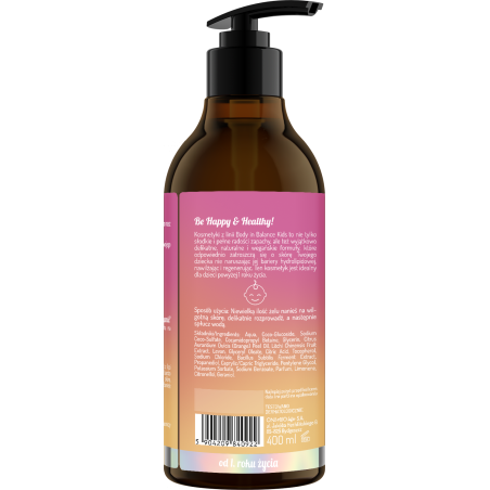 Body in Balance Kids by ONLYBIO Liczi i pomarańcza żel do mycia ciała dla dzieci 400ml