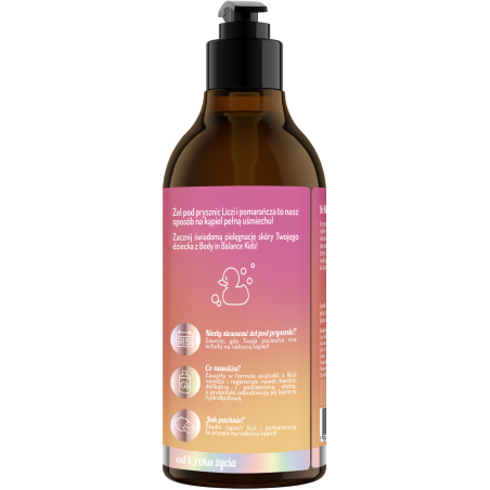 Body in Balance Kids by ONLYBIO Liczi i pomarańcza żel do mycia ciała dla dzieci 400ml