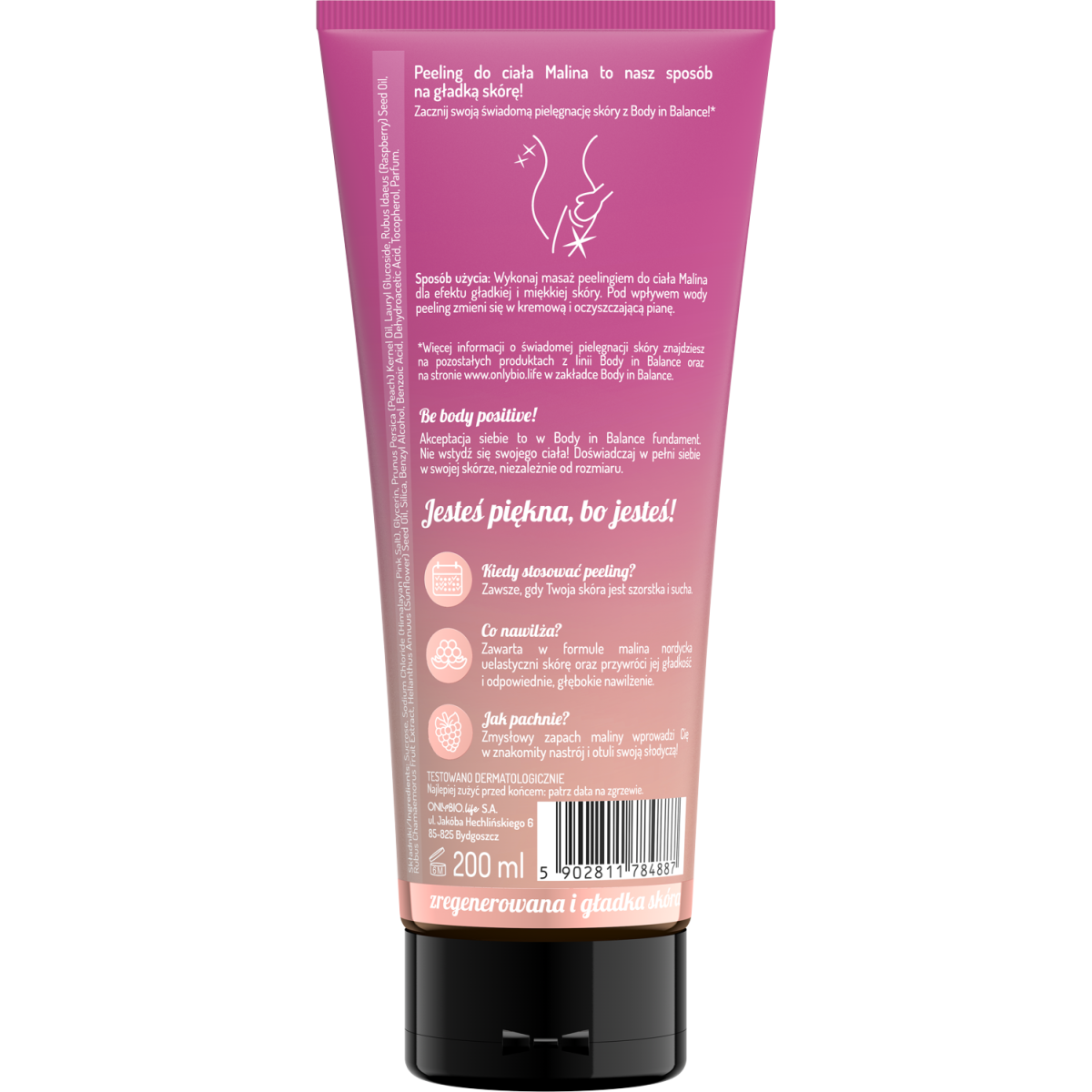 Body in Balance by ONLYBIO Peeling do ciała malinowy 200ml