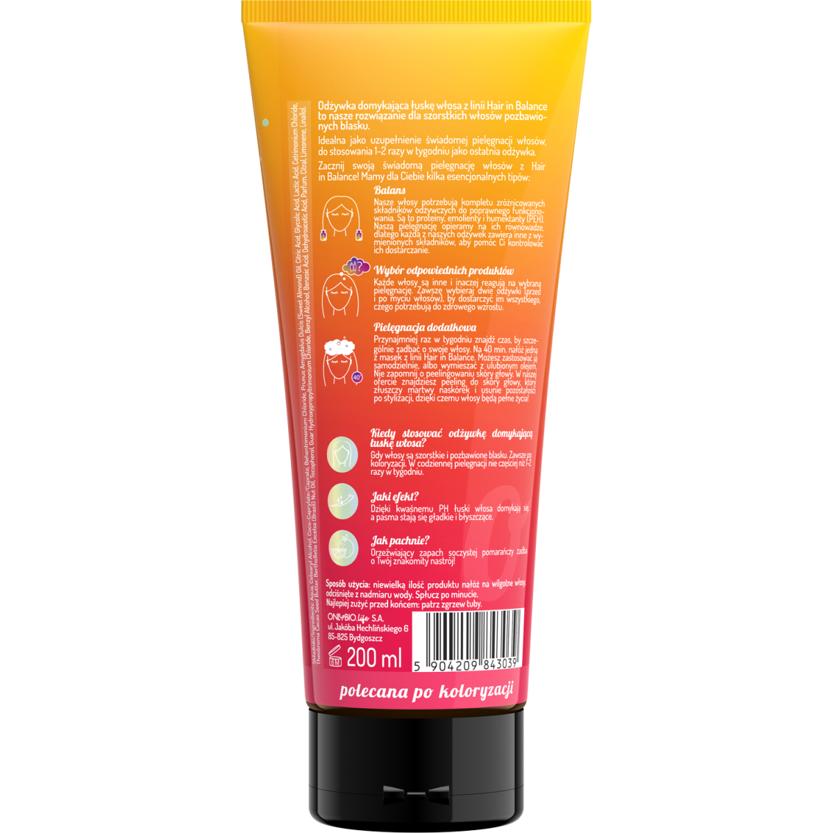Hair in Balance by ONLYBIO Odżywka domykajaca łuskę włosa 200ml