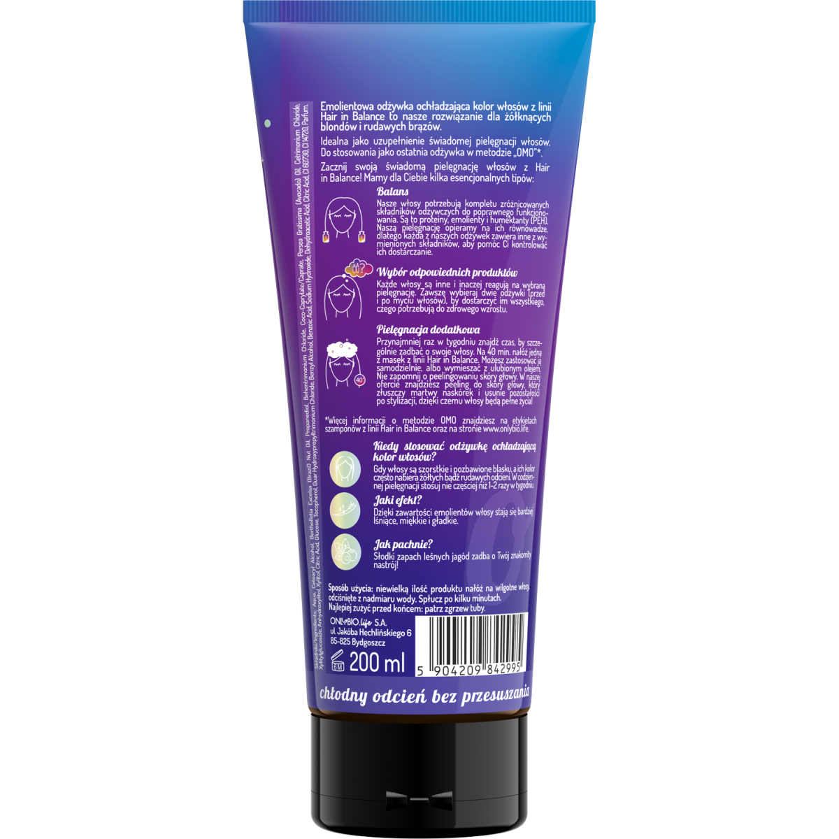 Hair in Balance by ONLYBIO Odżywka ochładzająca kolor włosów 200ml