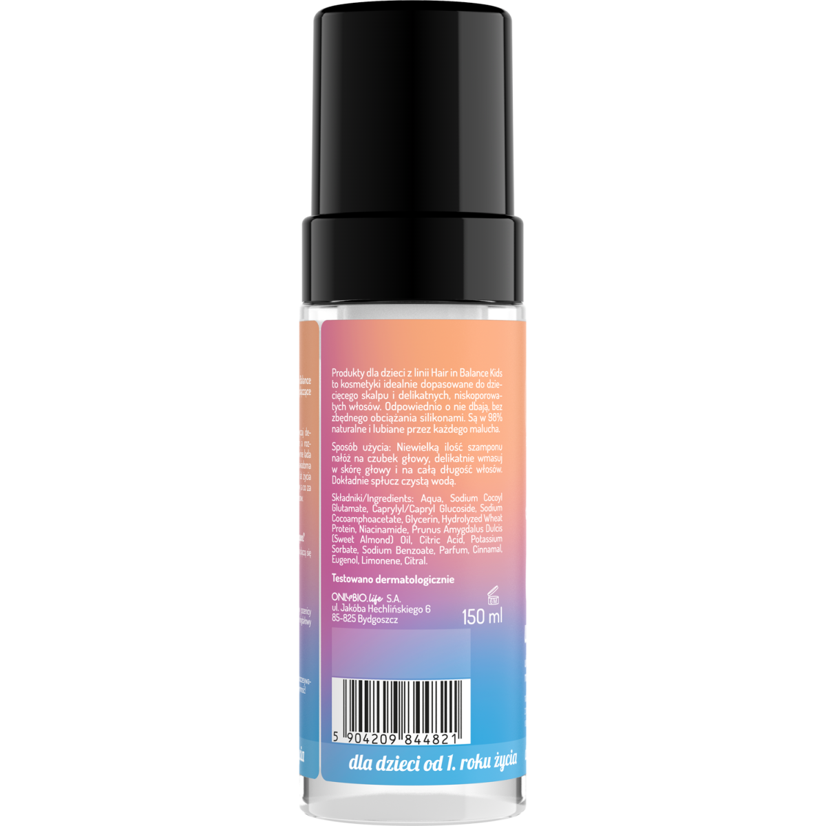 Hair in Balance KIDS by ONLYBIO Szampon w piance ułatwiający rozczesywanie włosów 150ml