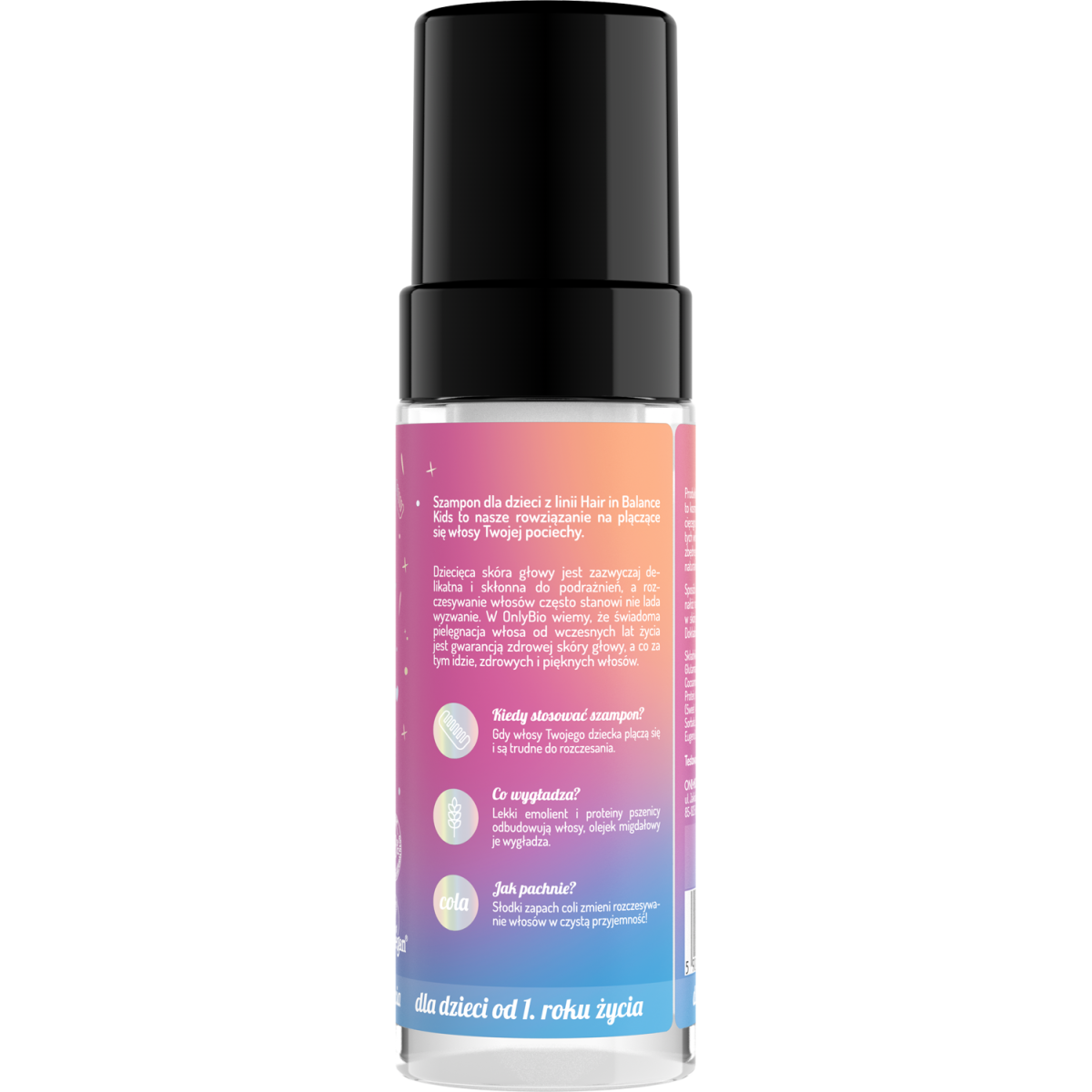 Hair in Balance KIDS by ONLYBIO Szampon w piance ułatwiający rozczesywanie włosów 150ml