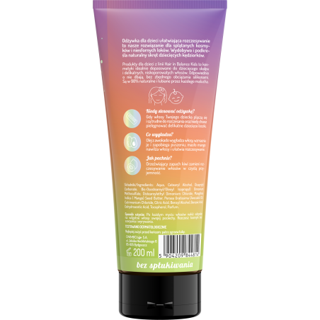Hair in Balance KIDS by ONLYBIO Odżywka bez spłukiwania ułatwiająca rozczesywanie włosów 200ml