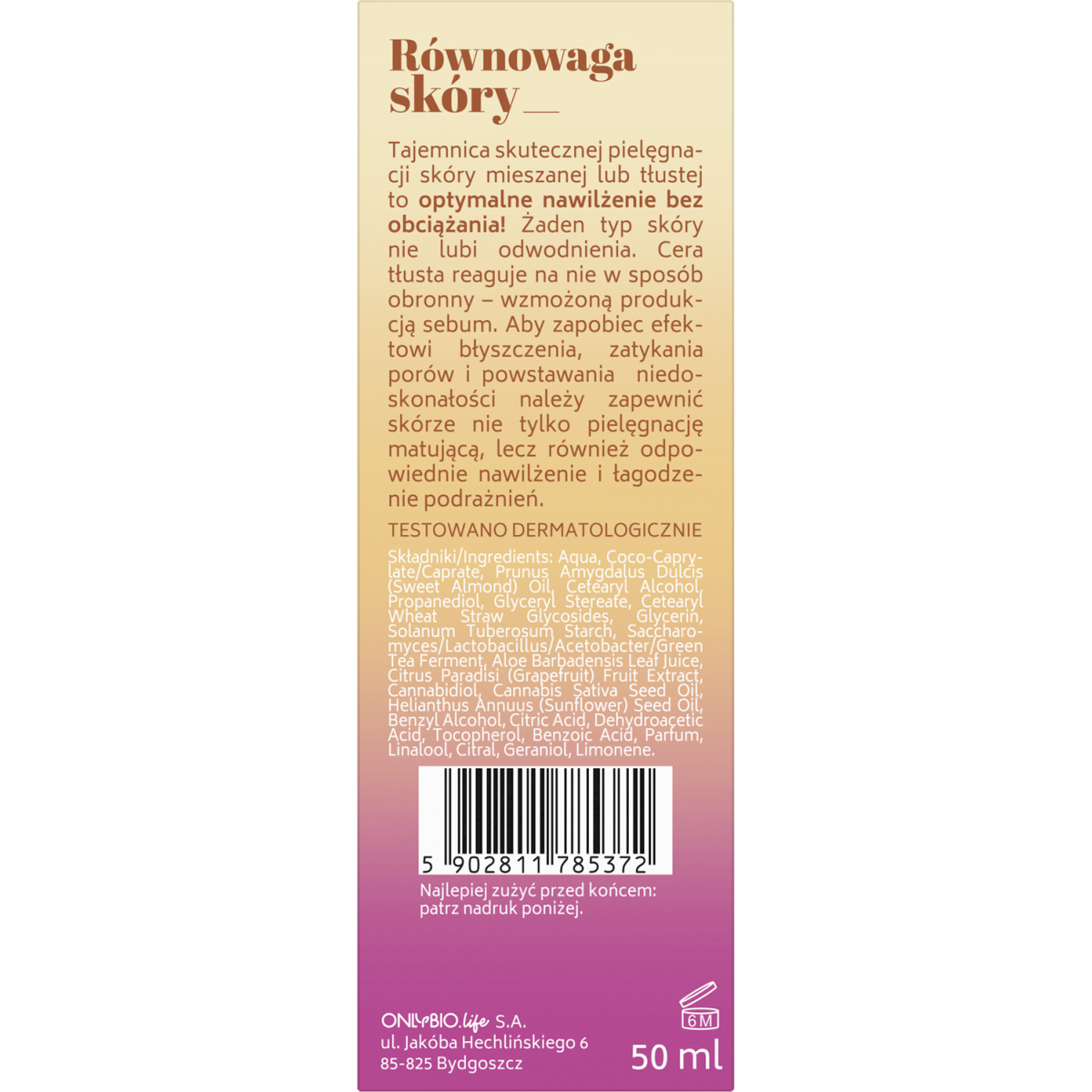ONLYBIO Kombucha Lekki krem do twarzy nawilżająco-matujący 50 ml