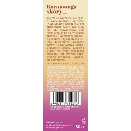 ONLYBIO Kombucha Lekki krem do twarzy nawilżająco-matujący 50 ml