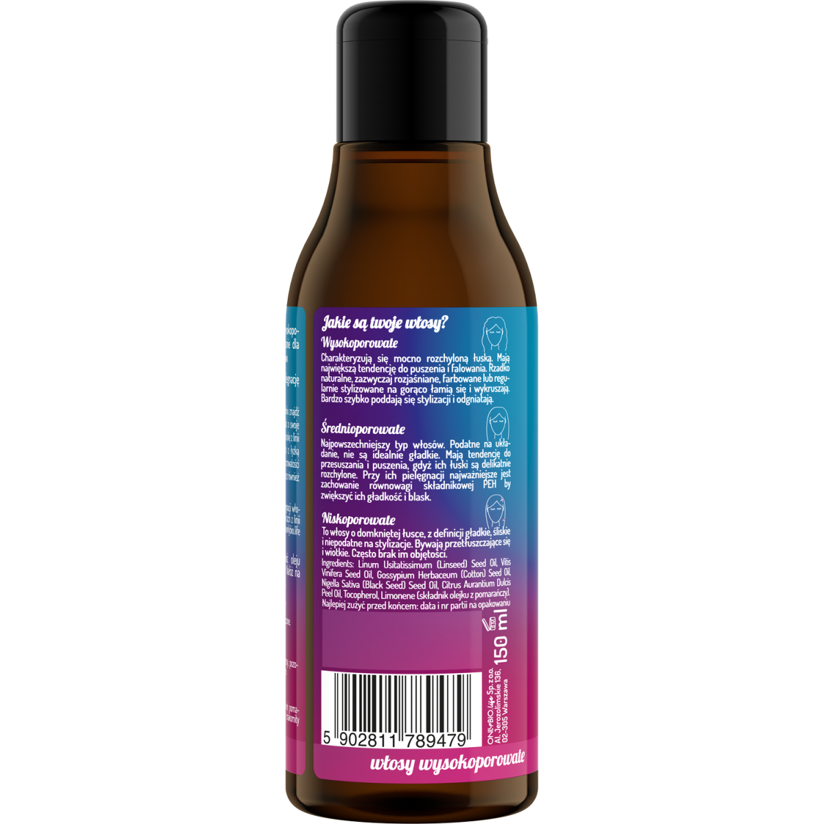 Hair in Balance by ONLYBIO Olej do olejowania do włosów wysokoporowatych 150 ml