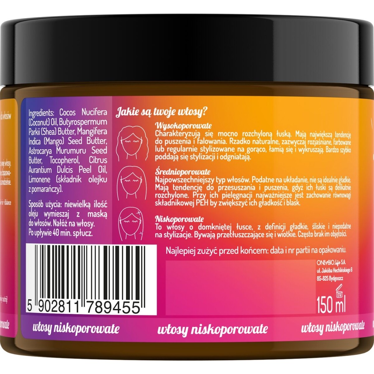 Hair in Balance by ONLYBIO Olej do olejowania do włosów niskoporowatych 150 ml