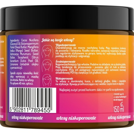 Hair in Balance by ONLYBIO Olej do olejowania do włosów niskoporowatych 150 ml