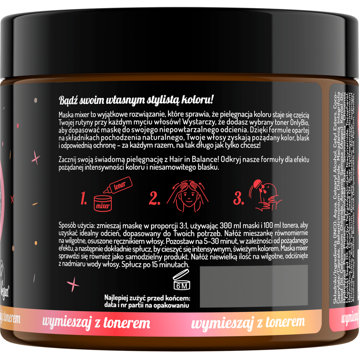 Hair in Balance by ONLYBIO Maska MIXER do łagodnej koloryzacji tonerem 300 ml