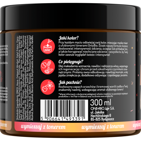 Hair in Balance by ONLYBIO Maska MIXER do łagodnej koloryzacji tonerem 300 ml