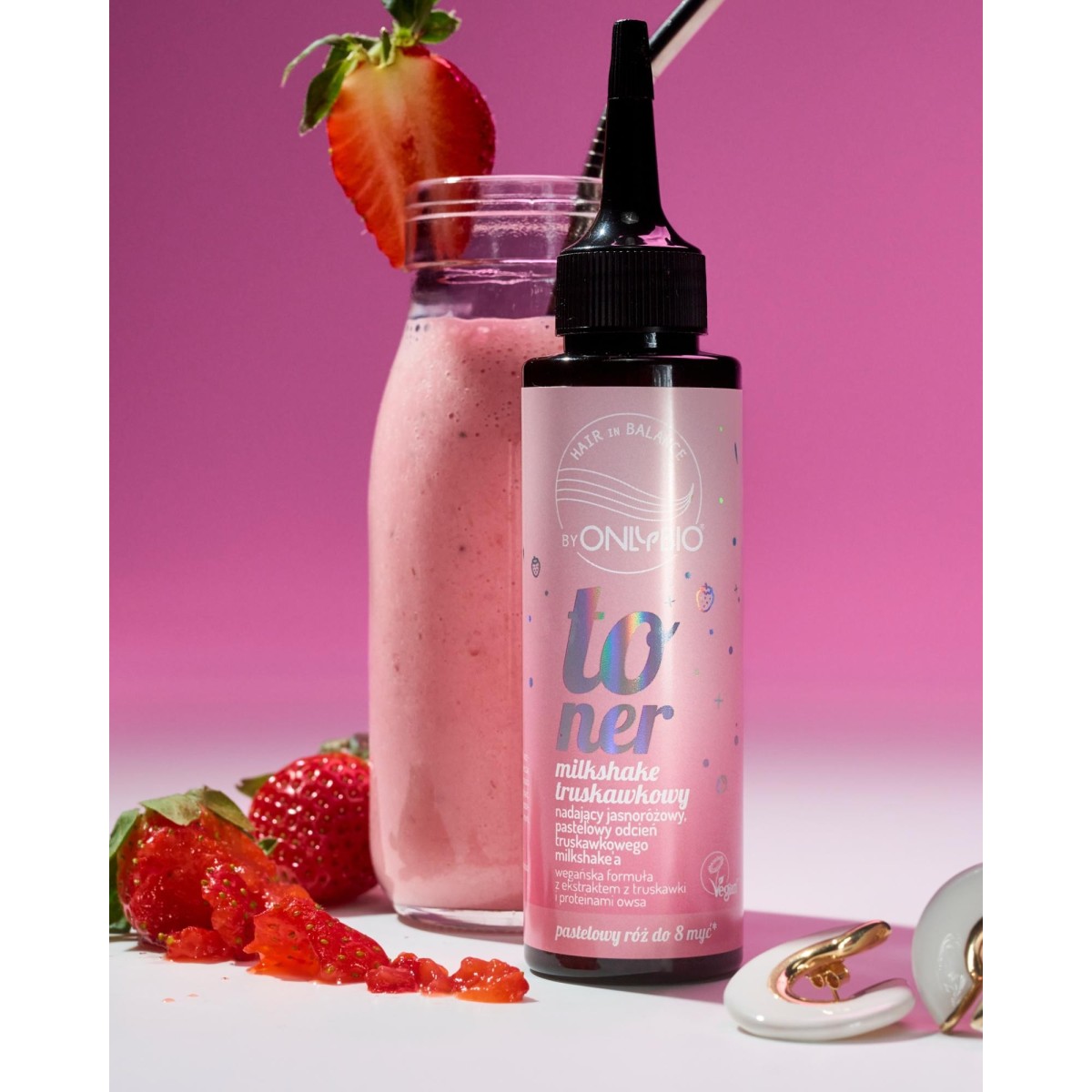 Hair in Balance by ONLYBIO Toner Truskawkowy Milkshake 100 ml