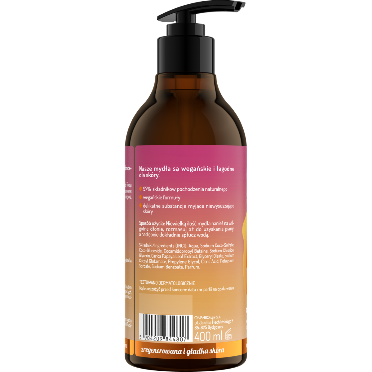 Body in Balance by ONLYBIO Mydło do rąk Papaja 400 ml
