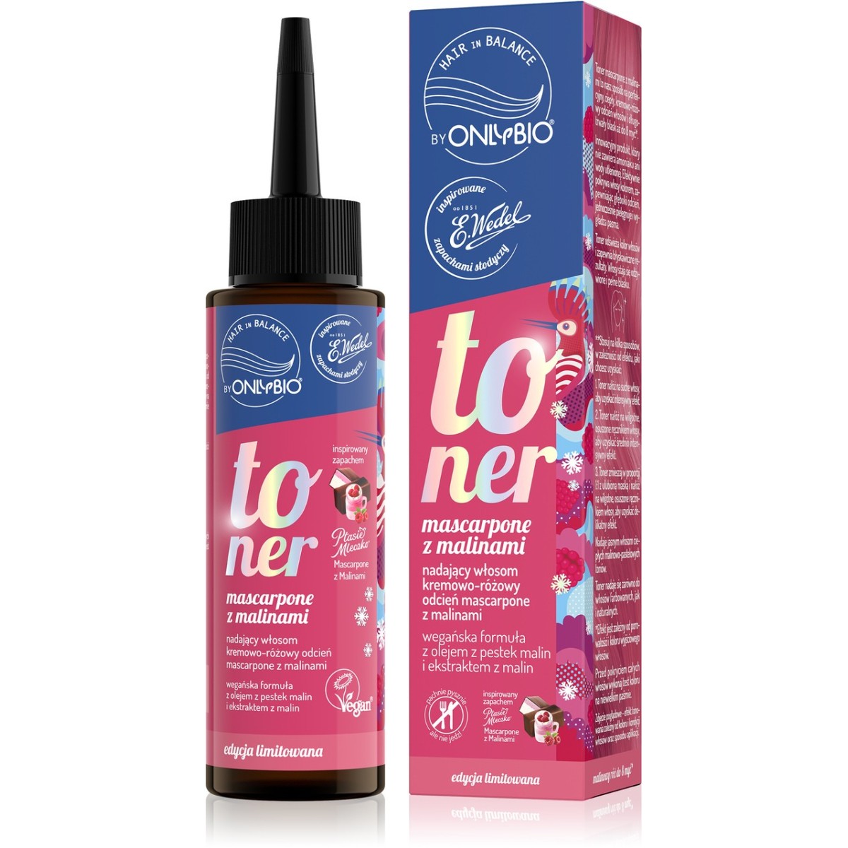 Hair in balance by OnlyBio x Wedel Toner Mascarpone z Malinami inspirowany zapachem Ptasie Mleczko Mascarpone z Malinami 100 ml
