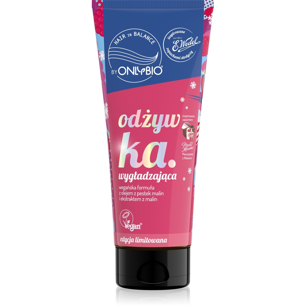 Hair in balance by OnlyBio x Wedel Odżywka wygładzająca inspirowana zapachem Ptasie Mleczko Mascarpone z Malinami 200 ml