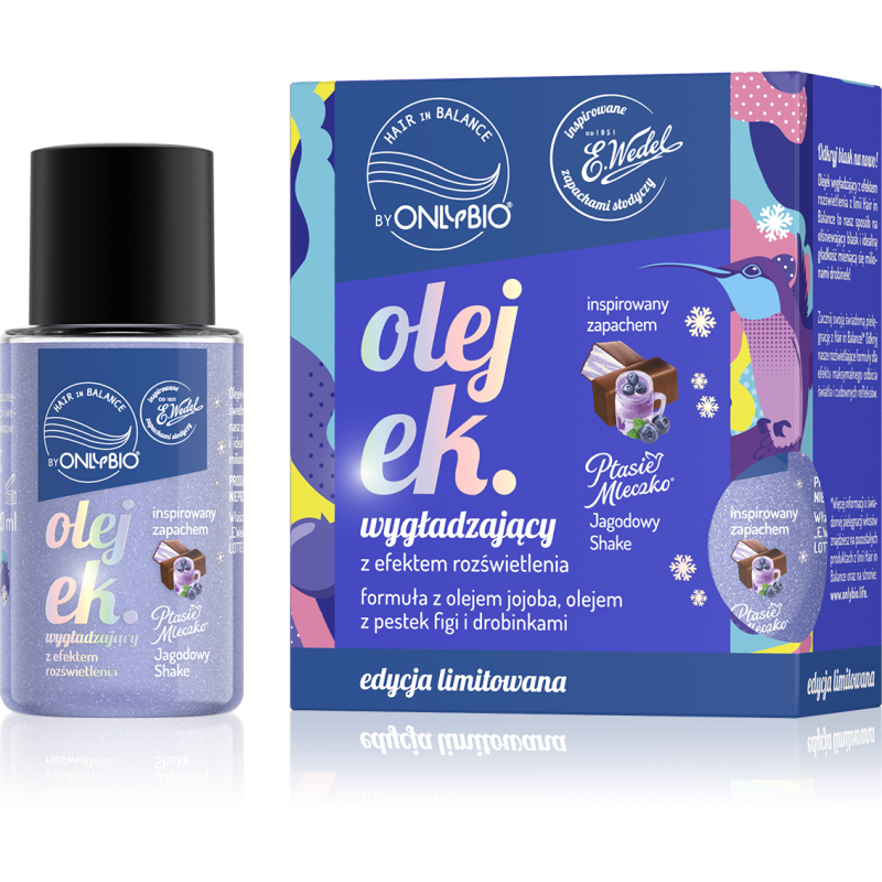 Hair in balance by OnlyBio x Wedel Olejek wygładzający inspirowany zapachem Ptasie Mleczko Jagodowy Shake 20 ml