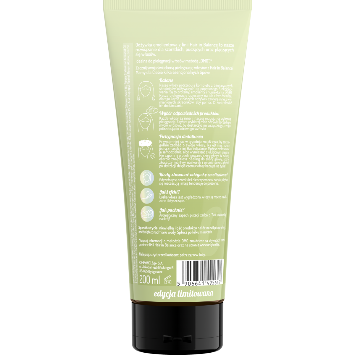 Hair in balance by OnlyBio Odżywka emolientowa Pistacja 200 ml