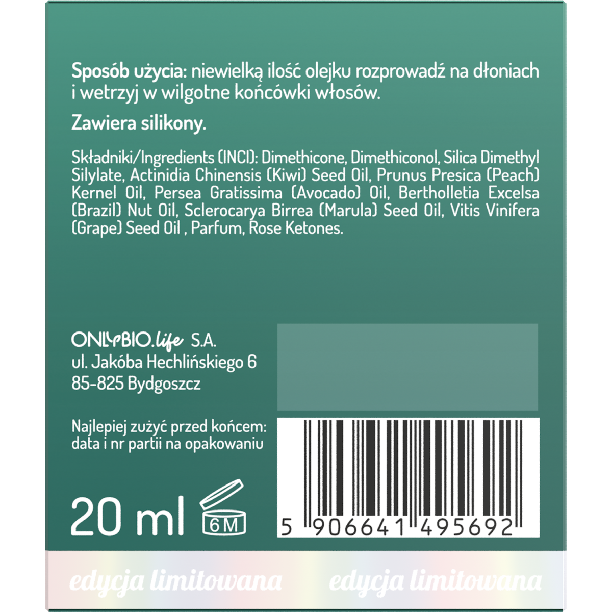 Hair in balance by OnlyBio Olejek wygładzający do włosów Kiwi 20 ml
