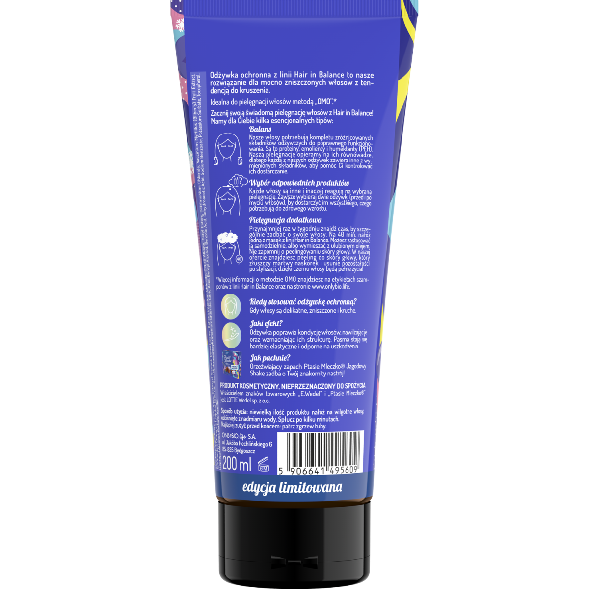 Hair in balance by OnlyBio x Wedel Odżywka ochronna inspirowana zapachem Ptasie Mleczko Jagodowy Shake 200 ml