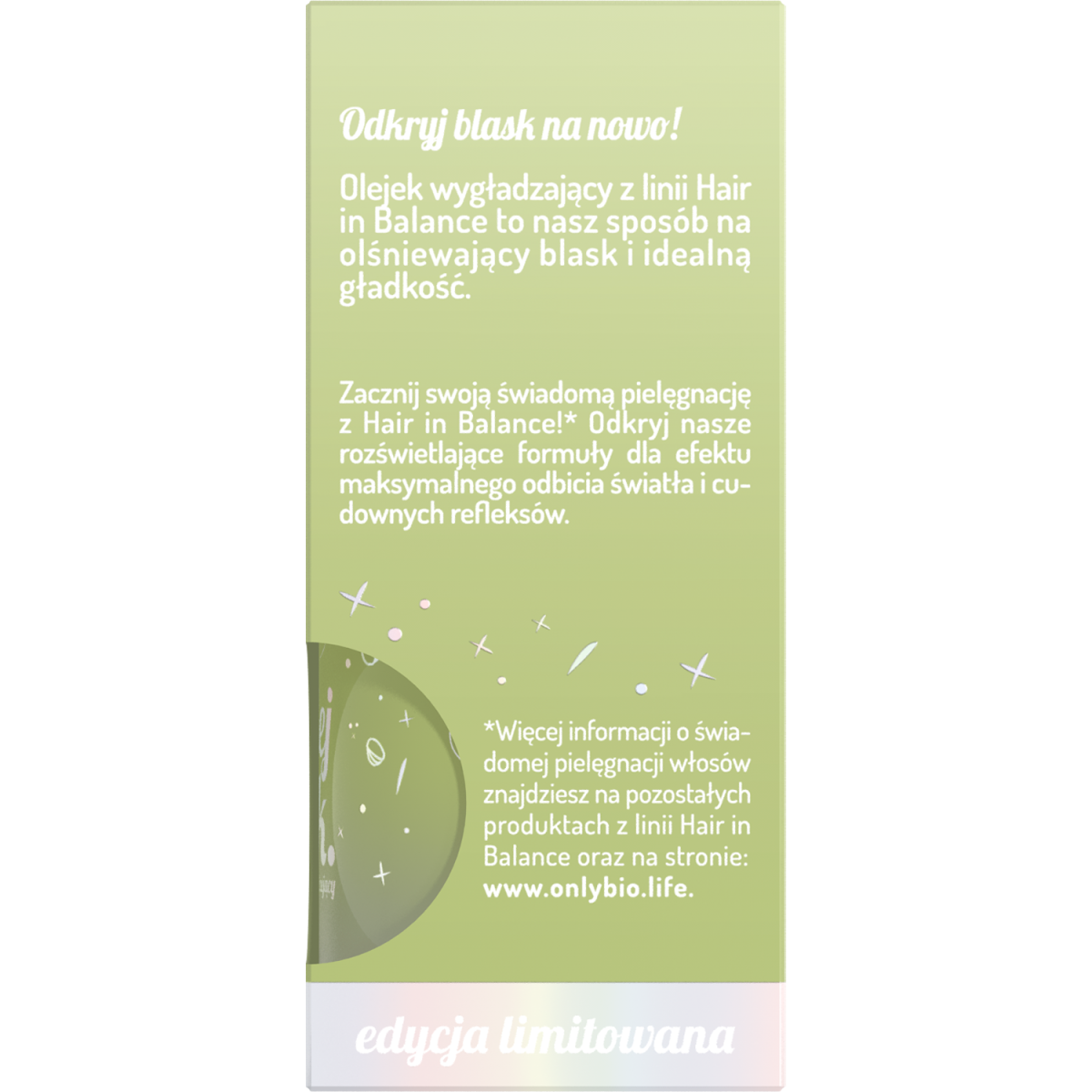 Hair in balance by OnlyBio Olejek wygładzający do włosów Pistacja 20 ml