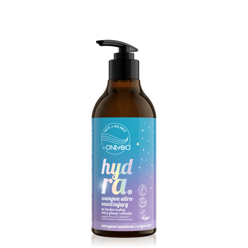 Hair in Balance by ONLYBIO Hydra Szampon ultranawilżający do bardzo suchej skóry głowy i włosów, 400ml