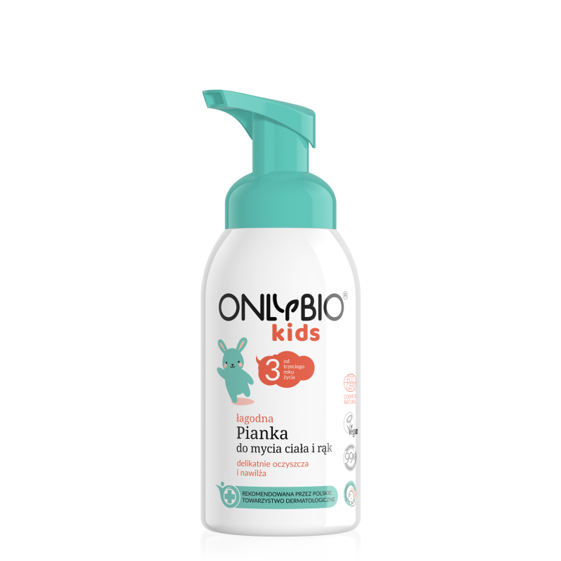 ONLYBIO Kids Łagodna pianka do mycia ciała i rąk od trzeciego roku życia 300 ml