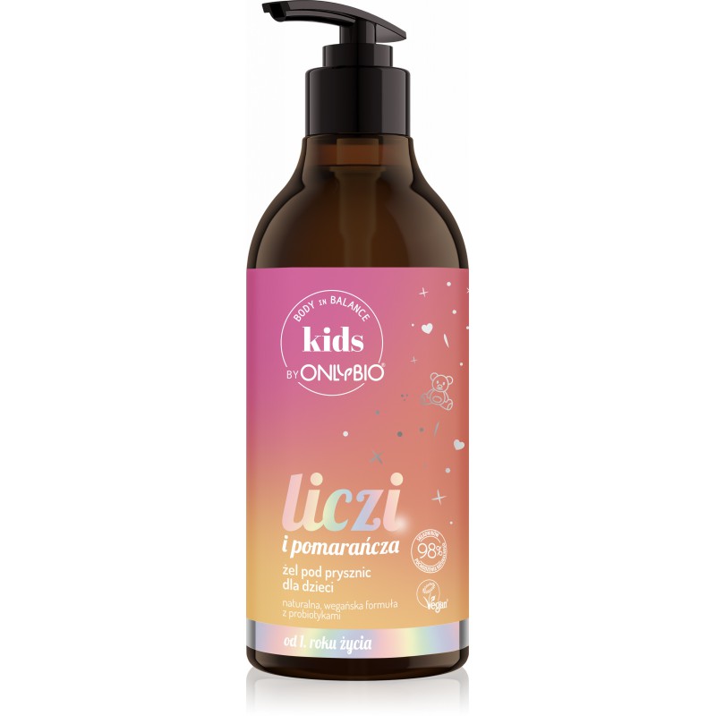 Body in Balance Kids by ONLYBIO Liczi i pomarańcza żel do mycia ciała dla dzieci 400ml