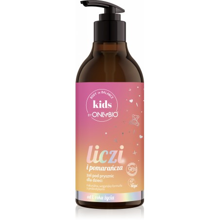 Body in Balance Kids by ONLYBIO Liczi i pomarańcza żel do mycia ciała dla dzieci 400ml