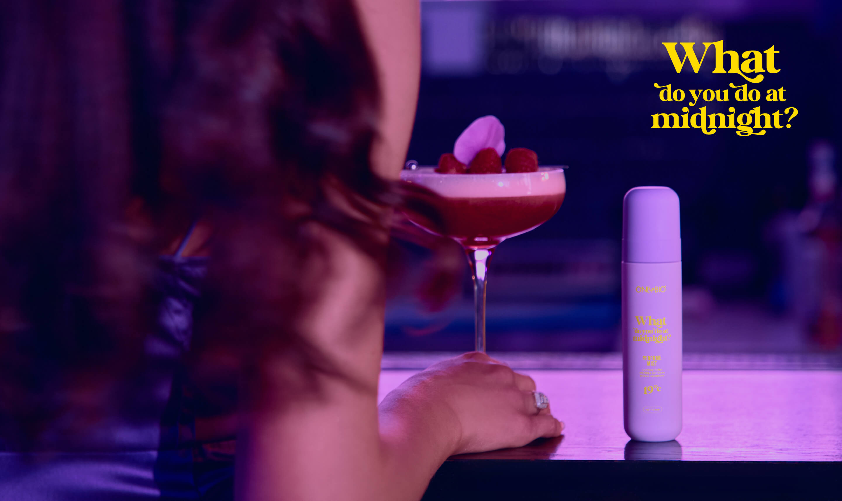 A model in an environment reflecting the mood of the OnlyBio perfumed mist