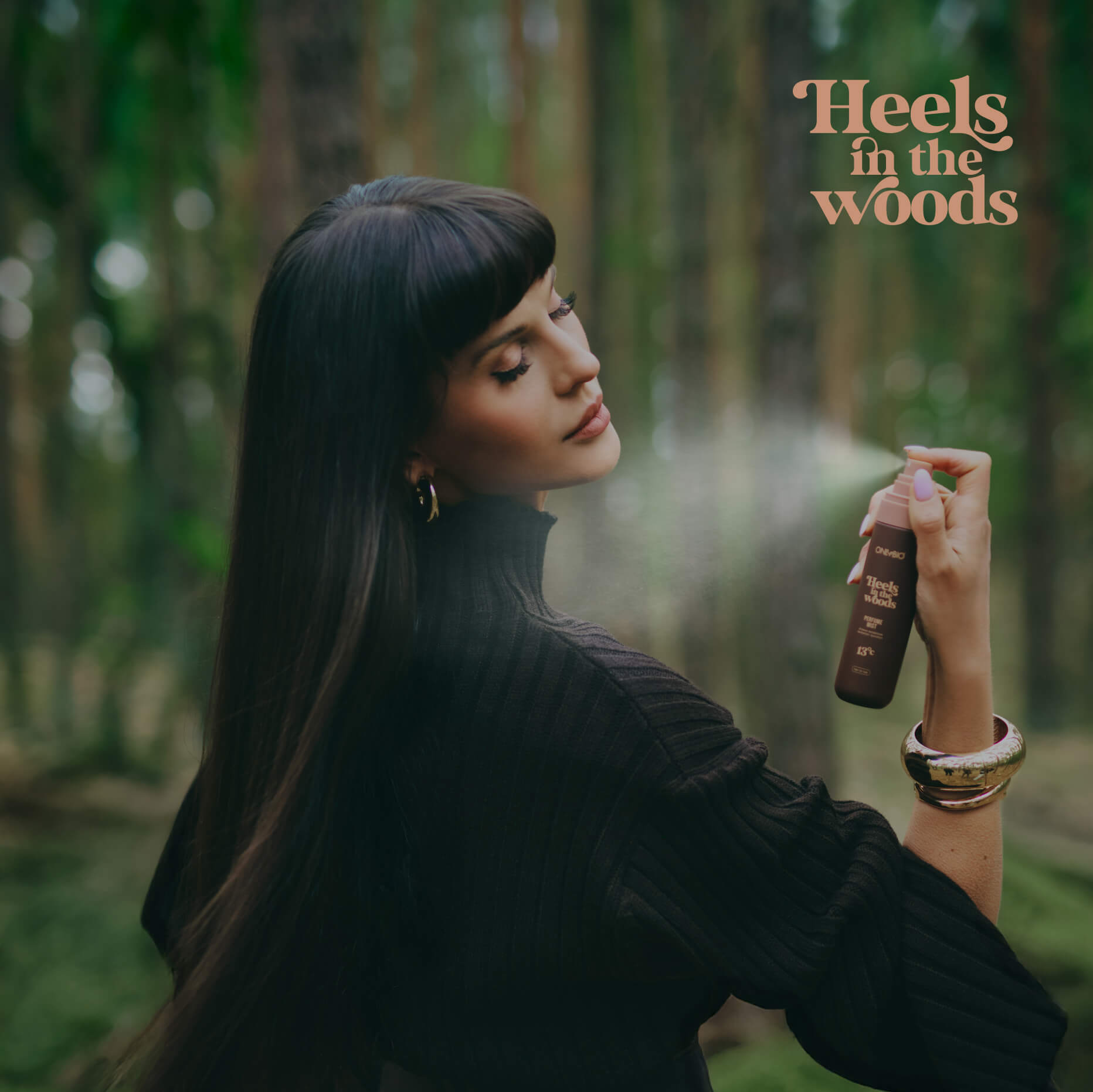 A model in an environment reflecting the mood of the OnlyBio perfumed mist